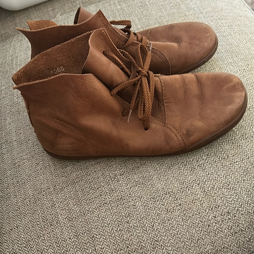Leather Handmade Brown Booties with Laces Sz 10